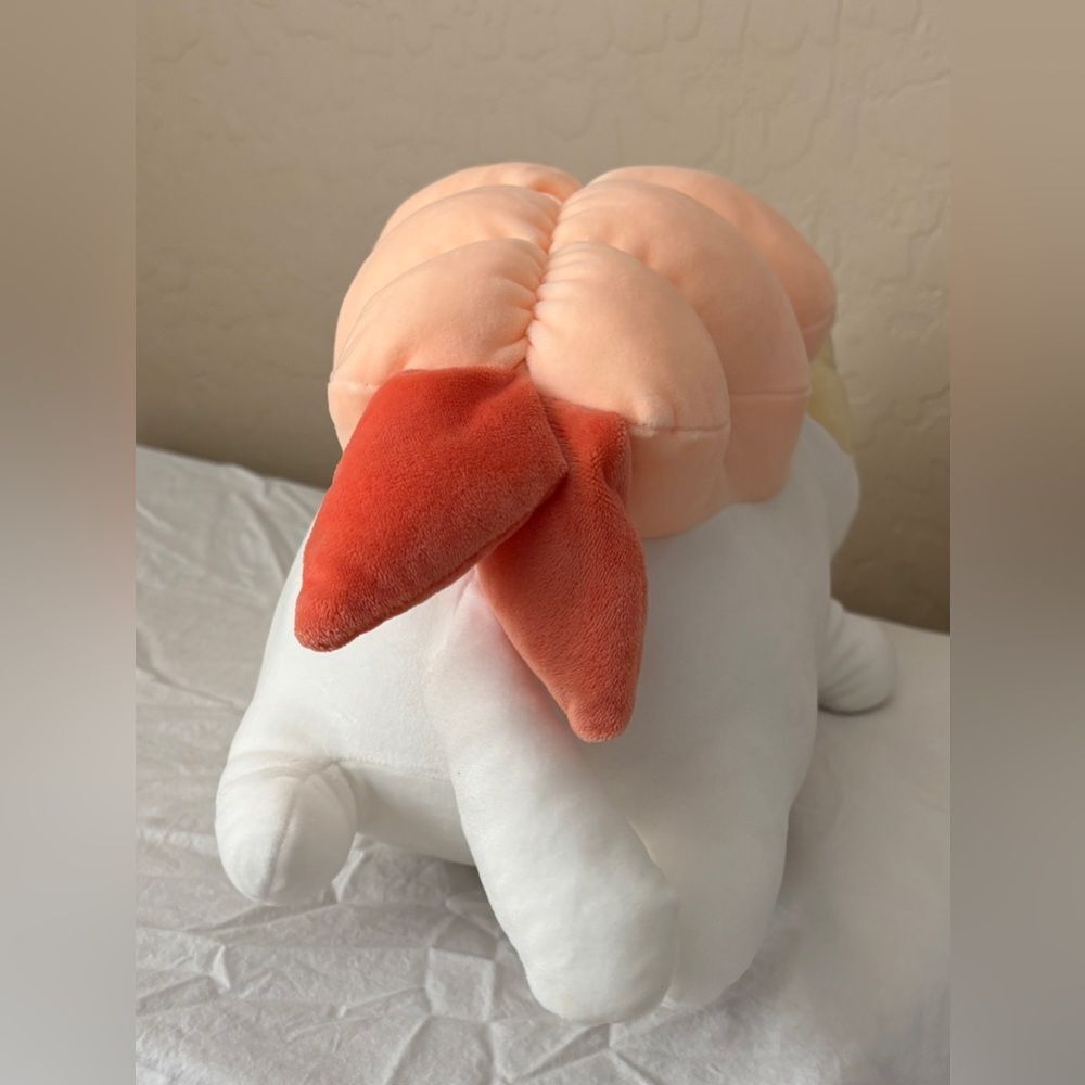 Sassy Shrimp Cat by Miniso White and Orange Stuffed Animal Toy Plush Angry Cat - Picture 4 of 7